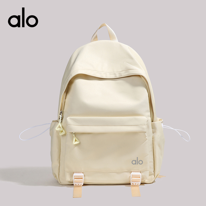 ALO YOGA💰78💎支持一件代发
aloyoga 新款纯色男女同款大容量透气耐磨双肩包
【品牌】ALO 
【款号】STB8653
【面料】尼龙
【颜色】黑色，象牙白，浅灰色，黄色
【尺码】均码
 专柜同款品质，厂家直销，货源充足，售后保障