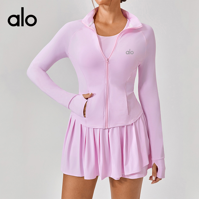 ALO YOGA💰93💎支持一件代发
aloyoga 夏季户外防晒服速干修身冰丝凉感跑步瑜伽外套
【品牌】ALO 
【款号】YW514
【面料】锦纶/氨纶
【颜色】黑色，白色，粉红色，灰色
【尺码】S/4，M/6，L/8，XL/10
 专柜同款品质，厂家直销，货源充足，售后保障