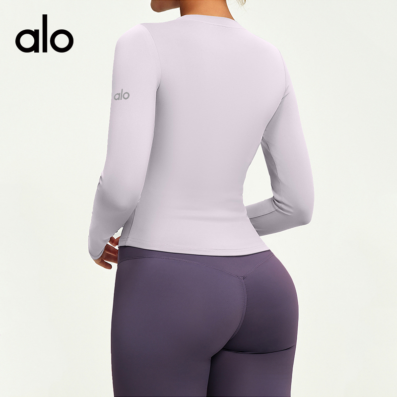 ALO YOGA💰73💎支持一件代发
aloyoga 春秋修身运动上衣T恤高弹瑜伽服跑步运动长袖
【品牌】ALO 
【款号】JYMC176
【面料】聚酯纤维/氨纶
【颜色】天青色，白色，昌荣紫，香鲸蓝，星耀黑，酱茄紫
【尺码】S，M，L，XL，2XL，3XL
 专柜同款品质，厂家直销，货源充足，售后保障