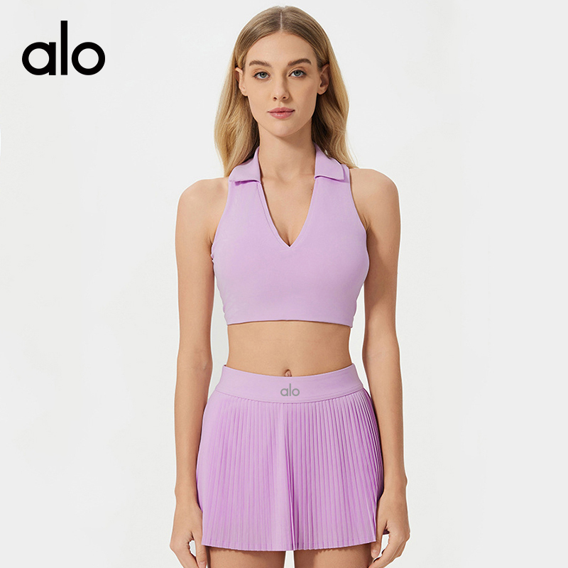 ALO YOGA 💰78💎支持一件代发
aloyoga 翻领美背瑜伽文胸跑步健身内衣户外运动背心
【品牌】AlO
【款号】D25009
【面料】锦纶/氨纶
【颜色】光束黄，夜澜紫，浅草绿，维生素粉，黑色，白色
【尺码】4，6，8，10，12
 专柜同款品质，厂家直销，货源充足，售后保障