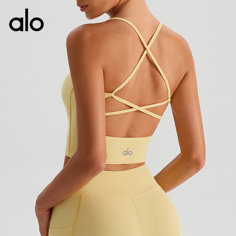 ALO YOGA 💰83💎支持一件代发
aloyoga 夏季裸感运动内衣女健身上衣外穿吊带背心
【品牌】AlO
【款号】YW572
【面料】锦纶/氨纶
【颜色】黑色，黄色，酒红色，天蓝色，杏色，棕色
【尺码】S/4，M/6，L/8，XL/10
 专柜同款品质，厂家直销，货源充足，售后保障