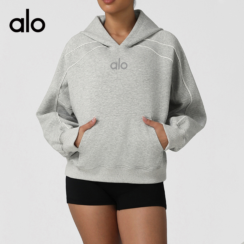 ALO YOGA 💰136💎支持一件代发
aloyoga 宽松加厚休闲运动卫衣户外连帽长袖训练外套
【品牌】AlO
【款号】CX0013（中个logo）
【面料】聚酯纤维/棉/氨纶
【颜色】浅花灰色
【尺码】S，M，L，XL
 专柜同款品质，厂家直销，货源充足，售后保障
