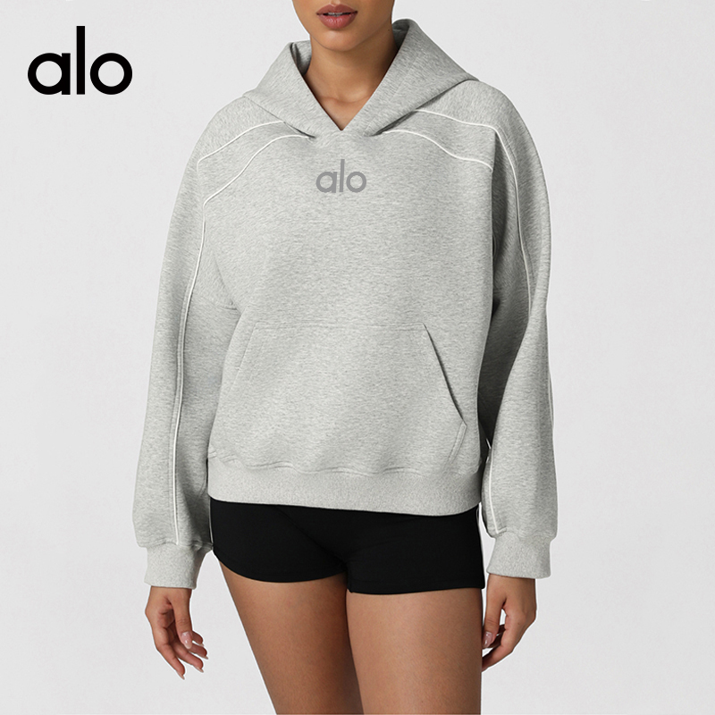 ALO YOGA 💰136💎支持一件代发
aloyoga 宽松加厚休闲运动卫衣户外连帽长袖训练外套
【品牌】AlO
【款号】CX0013（中个logo）
【面料】聚酯纤维/棉/氨纶
【颜色】浅花灰色
【尺码】S，M，L，XL
 专柜同款品质，厂家直销，货源充足，售后保障