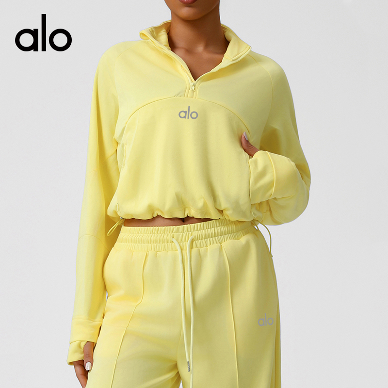 ALO YOGA 💰113💎支持一件代发
aloyoga 秋冬加厚卫衣运动休闲瑜伽服长袖半拉链外套
【品牌】AlO
【款号】WT2549
【面料】人棉/涤纶/氨纶
【颜色】黄色，花灰色，橄榄绿，深红色
【尺码】S，M，L，XL
 专柜同款品质，厂家直销，货源充足，售后保障