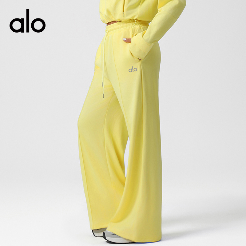 ALO YOGA 💰108💎支持一件代发
aloyoga 高腰抽绳运动休闲长裤阔腿裤时尚百搭宽松长裤
【品牌】AlO
【款号】CK2549
【面料】人棉/涤纶/氨纶
【颜色】黄色，花灰色，橄榄绿，深红色
【尺码】S，M，L，XL
 专柜同款品质，厂家直销，货源充足，售后保障