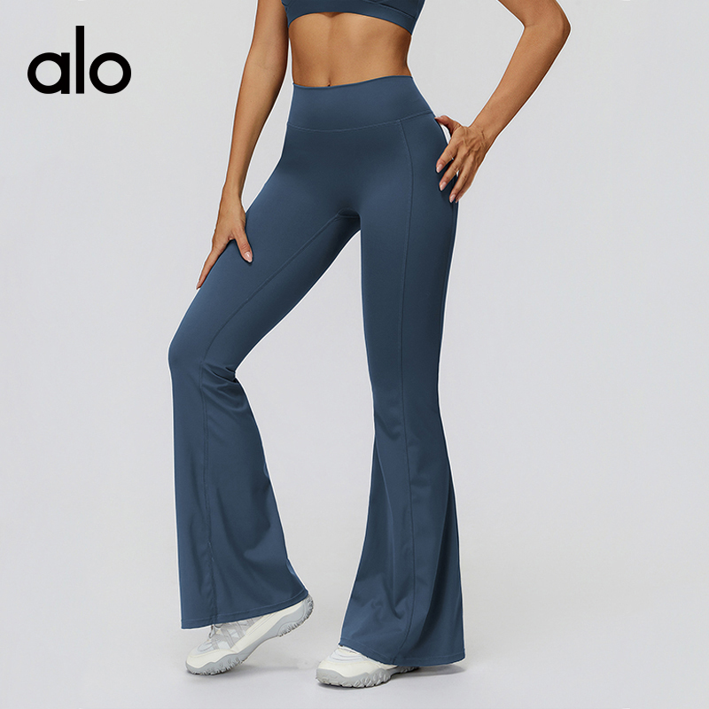 ALO YOGA💰98💎支持一件代发
aloyoga 裸感高腰缩褶微喇显瘦长裤跑步运动喇叭裤
【品牌】ALO 
【款号】ECK9308-2
【面料】锦纶/氨纶
【颜色】高级黑，中灰紫，黑咖啡，灰蓝色
【尺码】S，M，L，XL
 专柜同款品质，厂家直销，货源充足，售后保障