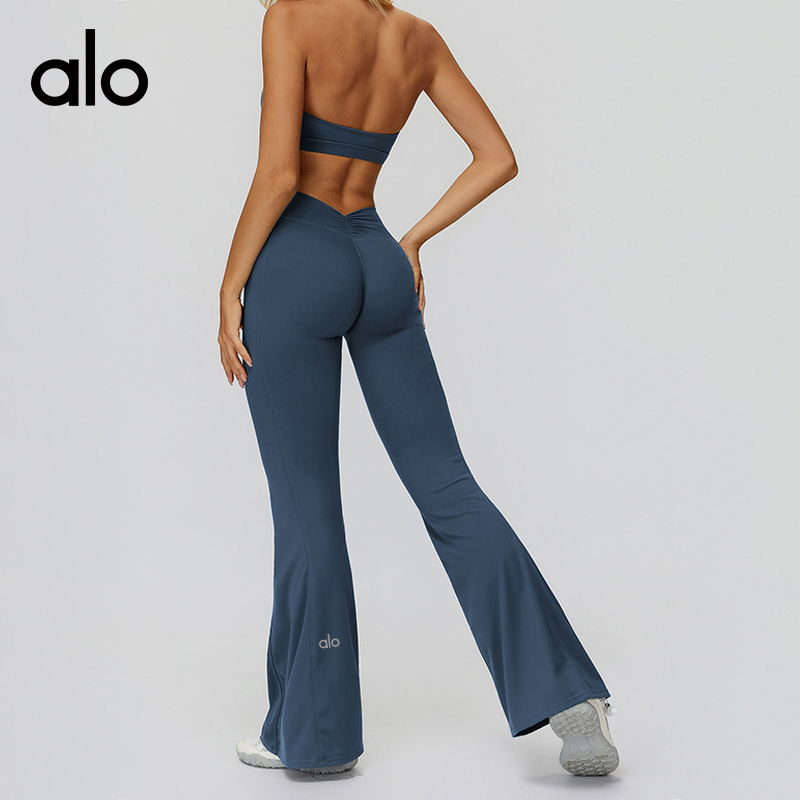 ALO YOGA💰98💎支持一件代发
aloyoga 裸感高腰缩褶微喇显瘦长裤跑步运动喇叭裤
【品牌】ALO 
【款号】ECK9308-2
【面料】锦纶/氨纶
【颜色】高级黑，中灰紫，黑咖啡，灰蓝色
【尺码】S，M，L，XL
 专柜同款品质，厂家直销，货源充足，售后保障