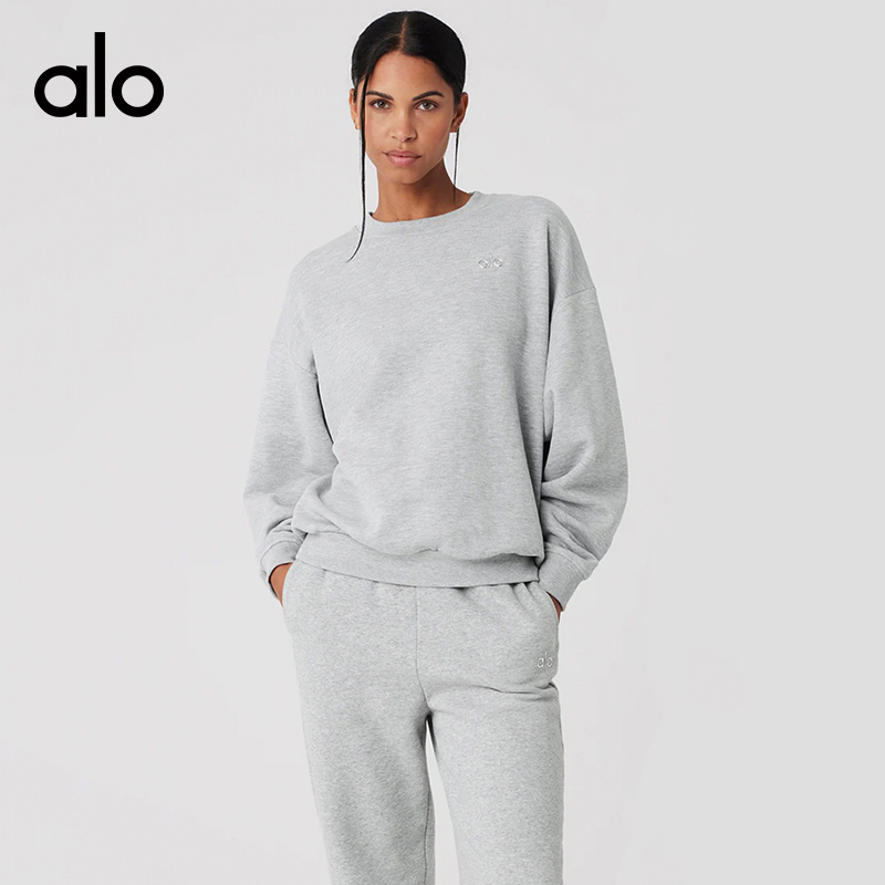 ALO YOGA💰118💎支持一件代发
aloyoga 纯棉简约美式保暖运动卫衣宽松圆领长袖瑜伽服
【品牌】ALO 
【款号】CX80013
【面料】棉
【颜色】咖啡色，黑色，浅灰色，藕粉色
【尺码】S，M，L
 专柜同款品质，厂家直销，货源充足，售后保障