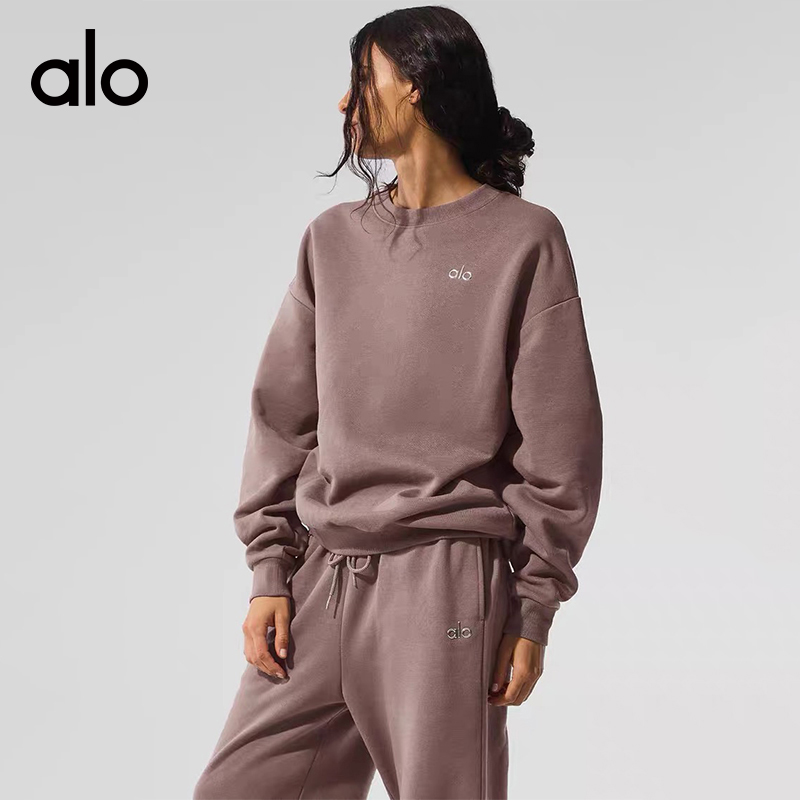 ALO YOGA💰118💎支持一件代发
aloyoga 纯棉简约美式保暖运动卫衣宽松圆领长袖瑜伽服
【品牌】ALO 
【款号】CX80013
【面料】棉
【颜色】咖啡色，黑色，浅灰色，藕粉色
【尺码】S，M，L
 专柜同款品质，厂家直销，货源充足，售后保障