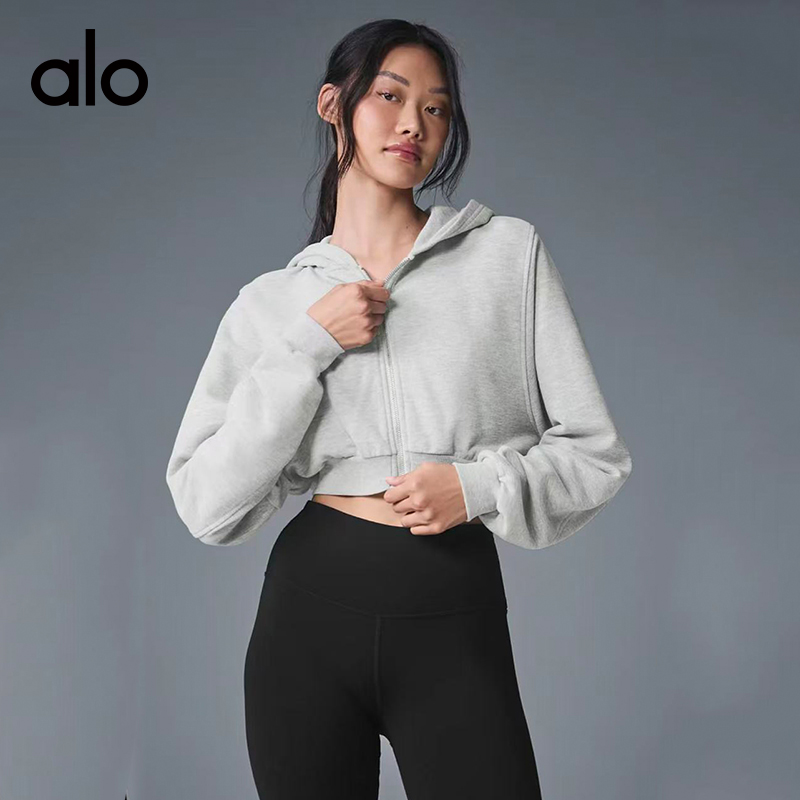 ALO YOGA💰88💎支持一件代发
aloyoga 休闲百搭运动健身连帽短款卫衣宽松瑜伽外套
【品牌】ALO 
【款号】WT80012
【面料】聚酯纤维/氨纶
【颜色】黑色，麻灰色
【尺码】S，M，L，XL，2XL，3XL
 专柜同款品质，厂家直销，货源充足，售后保障