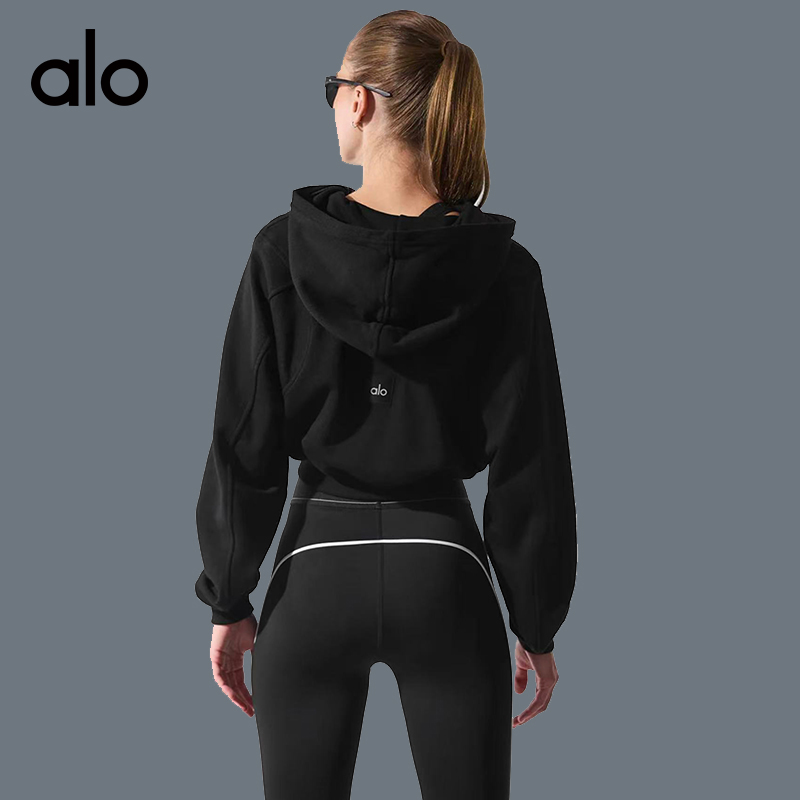 ALO YOGA💰88💎支持一件代发
aloyoga 休闲百搭运动健身连帽短款卫衣宽松瑜伽外套
【品牌】ALO 
【款号】WT80012
【面料】聚酯纤维/氨纶
【颜色】黑色，麻灰色
【尺码】S，M，L，XL，2XL，3XL
 专柜同款品质，厂家直销，货源充足，售后保障