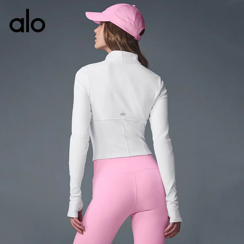 ALO YOGA💰110💎支持一件代发
aloyoga 休闲立领短款夹克裸感紧身运动健身上衣外套
【品牌】ALO 
【款号】WT80016
【面料】聚酯纤维/氨纶
【颜色】黑色，白色
【尺码】S，M，L
 专柜同款品质，厂家直销，货源充足，售后保障