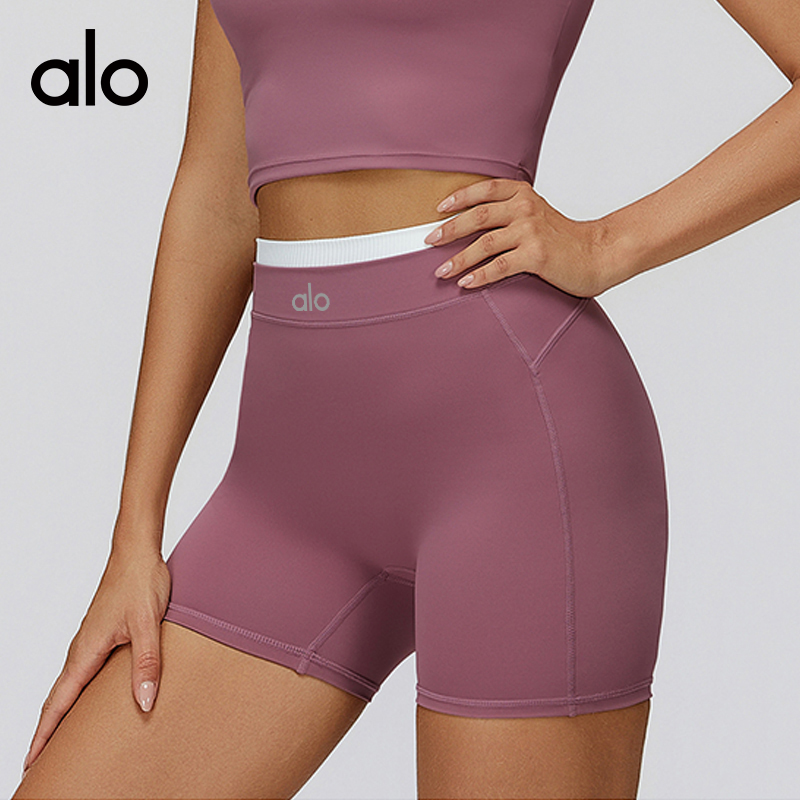 ALO YOGA💰78💎支持一件代发
aloyoga 裸感撞色瑜伽短裤螺纹高腰紧身跑步运动短裤
【品牌】ALO 
【款号】EDK3129
【面料】锦纶/氨纶
【颜色】高级黑，徽章蓝，陶灰色，水雾蓝，罗兰紫，浅果绿
【尺码】S，M，L，XL
 专柜同款品质，厂家直销，货源充足，售后保障