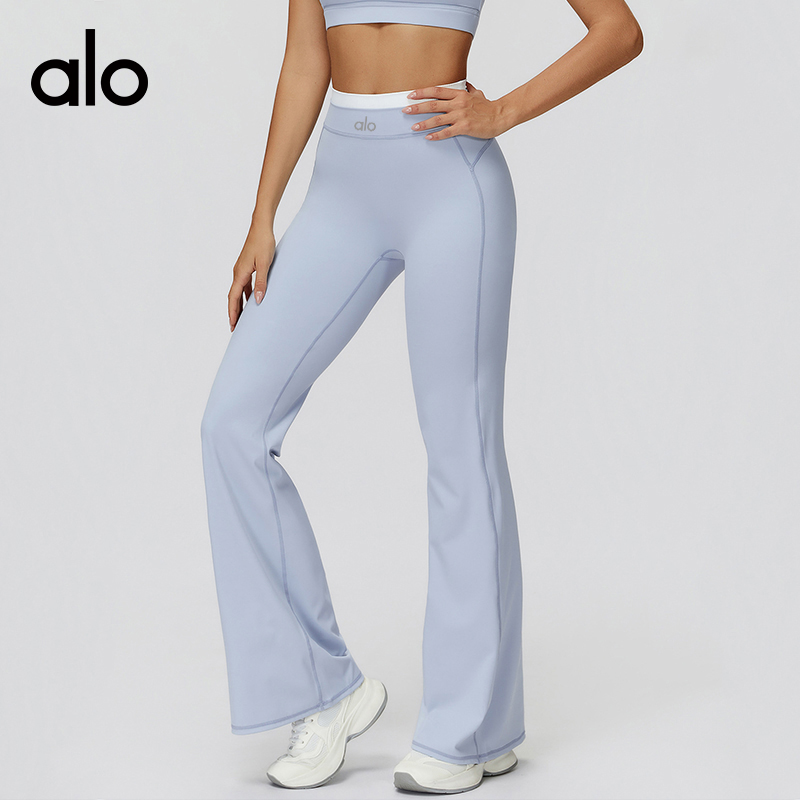 ALO YOGA💰93💎支持一件代发
aloyoga 撞色裸感宽松阔腿裤高腰休闲微喇运动健身长裤
【品牌】ALO 
【款号】ECK3129-2
【面料】锦纶/氨纶
【颜色】高级黑，徽章蓝，陶灰色，水雾蓝，罗兰紫，浅果绿
【尺码】S，M，L，XL
 专柜同款品质，厂家直销，货源充足，售后保障