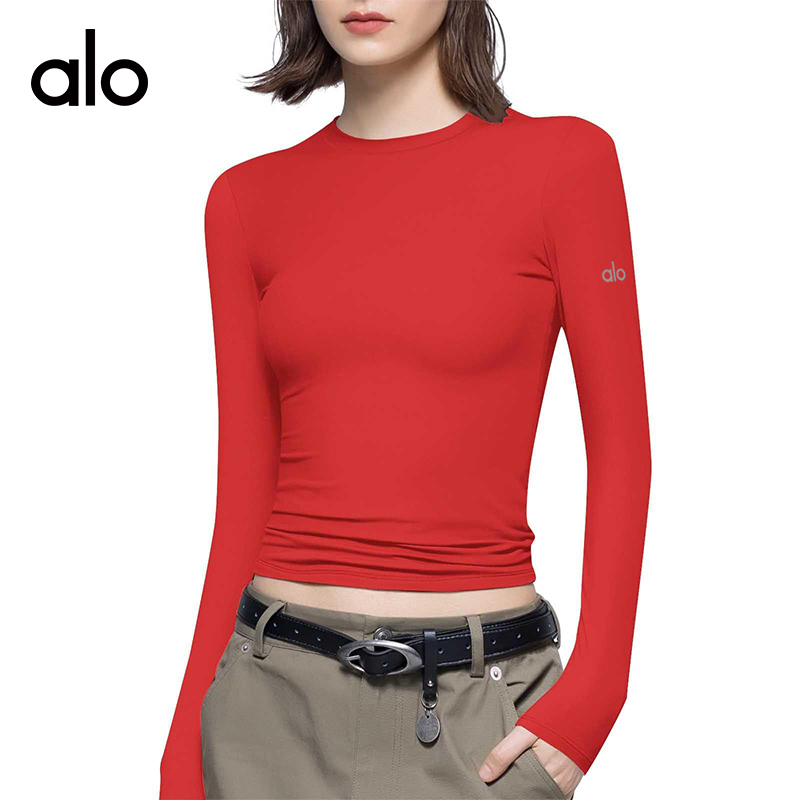 ALOYOGA 💰78💎支持一件代发
aloyoga 裸感纯色圆领修身打底衫运动健身瑜伽长袖T恤上衣
【品牌】AlO
【款号】CX8852
【面料】涤纶/氨纶
【颜色】咖啡色，黑色，白色，砖红色，驼色，深紫色，亮粉色
【尺码】S，M，L，XL
 专柜同款品质，厂家直销，货源充足，售后保障