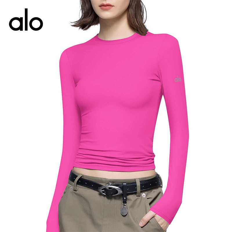 ALOYOGA 💰78💎支持一件代发
aloyoga 裸感纯色圆领修身打底衫运动健身瑜伽长袖T恤上衣
【品牌】AlO
【款号】CX8852
【面料】涤纶/氨纶
【颜色】咖啡色，黑色，白色，砖红色，驼色，深紫色，亮粉色
【尺码】S，M，L，XL
 专柜同款品质，厂家直销，货源充足，售后保障