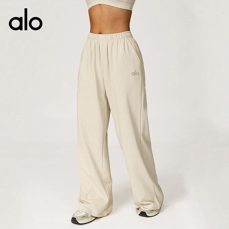 ALOYOGA 💰103💎支持一件代发
aloyoga 秋冬高腰长卫裤阔腿显瘦直简宽松运动休闲长裤
【品牌】AlO
【款号】EWK2044
【面料】棉/涤纶
【颜色】高级黑，樱桃红，燕麦杏，午夜蓝，咖啡色
【尺码】S，M，L，XL
 专柜同款品质，厂家直销，货源充足，售后保障