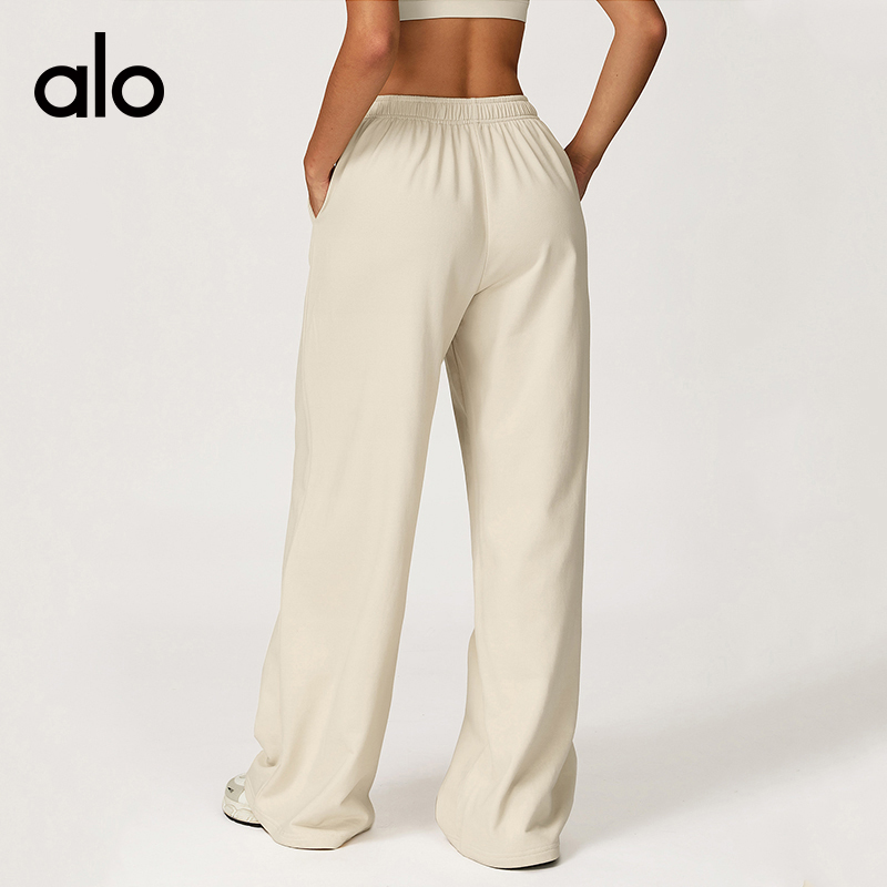 ALOYOGA 💰103💎支持一件代发
aloyoga 秋冬高腰长卫裤阔腿显瘦直简宽松运动休闲长裤
【品牌】AlO
【款号】EWK2044
【面料】棉/涤纶
【颜色】高级黑，樱桃红，燕麦杏，午夜蓝，咖啡色
【尺码】S，M，L，XL
 专柜同款品质，厂家直销，货源充足，售后保障