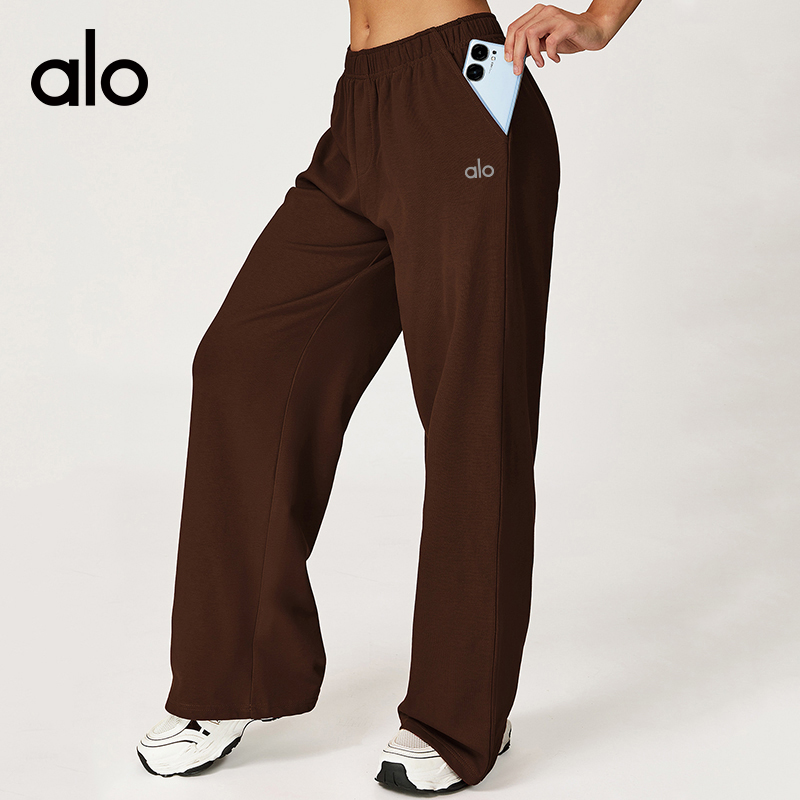 ALOYOGA 💰103💎支持一件代发
aloyoga 秋冬高腰长卫裤阔腿显瘦直简宽松运动休闲长裤
【品牌】AlO
【款号】EWK2044
【面料】棉/涤纶
【颜色】高级黑，樱桃红，燕麦杏，午夜蓝，咖啡色
【尺码】S，M，L，XL
 专柜同款品质，厂家直销，货源充足，售后保障