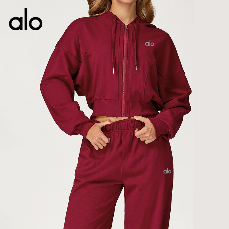 ALO YOGA💰118💎支持一件代发
aloyoga 秋冬连帽卫衣拉链防风保暖百搭休闲卫衣外套
【品牌】ALO 
【款号】EWY2044
【面料】棉/涤纶
【颜色】高级黑，樱桃红，燕麦杏，午夜蓝，咖啡色
【尺码】S，M，L，XL
 专柜同款品质，厂家直销，货源充足，售后保障