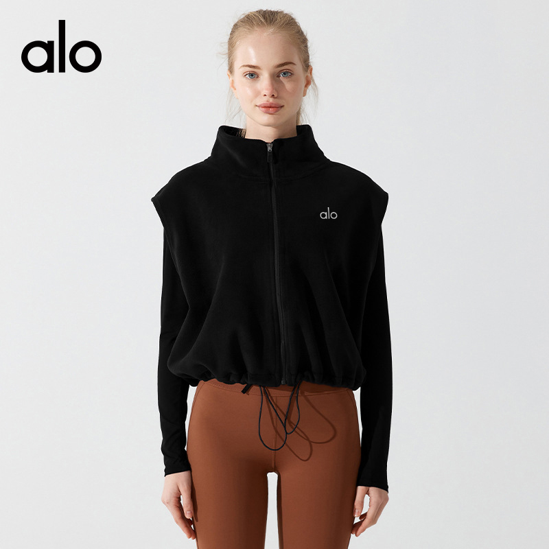 ALO YOGA💰88💎支持一件代发
aloyoga 立领马甲运动保暖休闲外套加绒健身外穿背心
【品牌】ALO 
【款号】YM282
【面料】涤纶/氨纶
【颜色】芥黄色，焦茶咖，黑色，燕麦奶
【尺码】S，M，L
 专柜同款品质，厂家直销，货源充足，售后保障