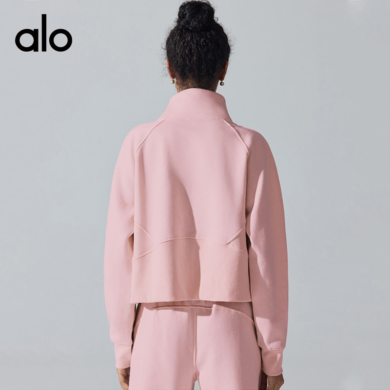 ALO YOGA💰103💎支持一件代发
aloyoga 立领衫宽松加绒保暖休闲卫衣运动健身瑜伽服
【品牌】ALO 
【款号】YC445
【面料】棉/聚酯纤维
【颜色】白麻灰，奶油杏，海军蓝，冷萃棕，烟熏粉
【尺码】S/M，L/XL
 专柜同款品质，厂家直销，货源充足，售后保障