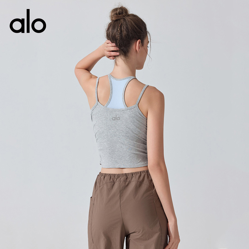 ALO YOGA💰78💎支持一件代发
aloyoga 裸感运动美背背心内搭性普拉提感瑜伽内衣上衣
【品牌】ALO 
【款号】YB441
【面料】粘纤/氨纶
【颜色】宝蓝色，摩卡色，麻灰色，淡粉色，酒红色
【尺码】S，M，L，XL
 专柜同款品质，厂家直销，货源充足，售后保障