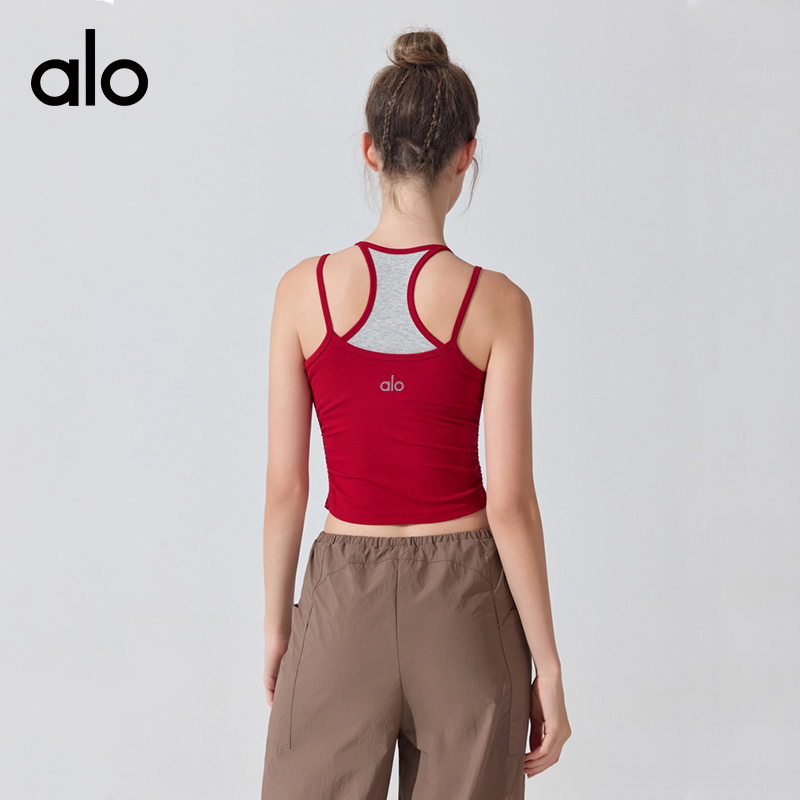 ALO YOGA💰78💎支持一件代发
aloyoga 裸感运动美背背心内搭性普拉提感瑜伽内衣上衣
【品牌】ALO 
【款号】YB441
【面料】粘纤/氨纶
【颜色】宝蓝色，摩卡色，麻灰色，淡粉色，酒红色
【尺码】S，M，L，XL
 专柜同款品质，厂家直销，货源充足，售后保障
