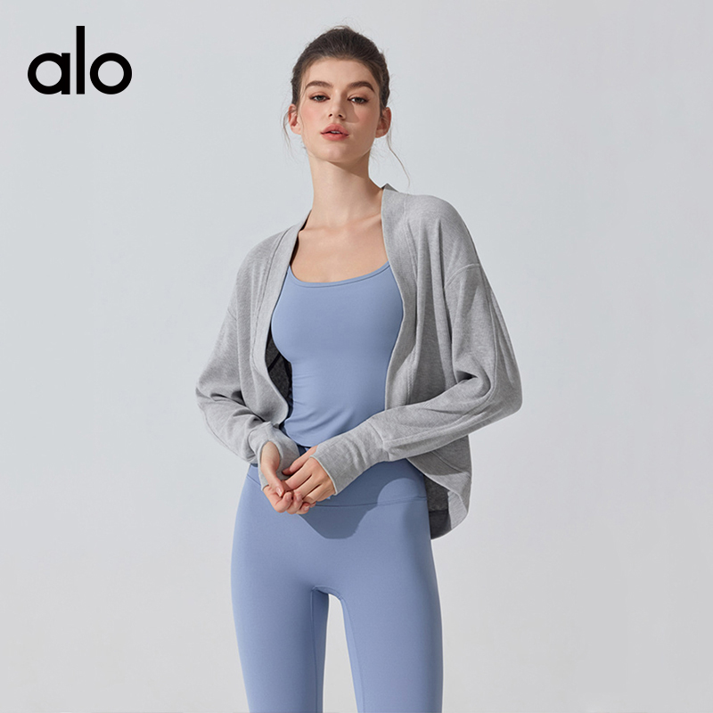 ALO YOGA💰88💎支持一件代发
aloyoga 雪花绒长袖罩衫宽松开衫外套健身慵懒休闲瑜伽服
【品牌】ALO 
【款号】YC429
【面料】聚酯纤维/氨纶/锦纶/纤维
【颜色】少女粉，天际灰，活力黄，黑色，卡其色，奶油杏
【尺码】S，M，L
 专柜同款品质，厂家直销，货源充足，售后保障