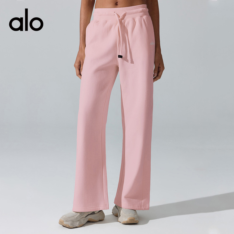 ALO YOGA💰103💎支持一件代发
aloyoga 加绒长裤瑜伽裤宽松高腰直筒休闲运动阔腿裤
【品牌】ALO 
【款号】YK447
【面料】棉/聚酯纤维
【颜色】白麻灰，奶油杏，海军蓝，冷萃棕，烟熏粉
【尺码】S，M，L，XL
 专柜同款品质，厂家直销，货源充足，售后保障