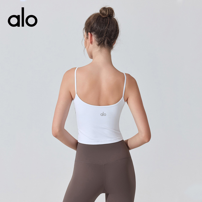 ALO YOGA💰78💎支持一件代发
aloyoga 裸感抗菌瑜伽背心吊带运动内衣防震健身美背文胸
【品牌】ALO 
【款号】YW437
【面料】锦纶/氨纶
【颜色】白色，板栗色，奶油杏，牛仔蓝，黑色
【尺码】S，M，L，XL
 专柜同款品质，厂家直销，货源充足，售后保障