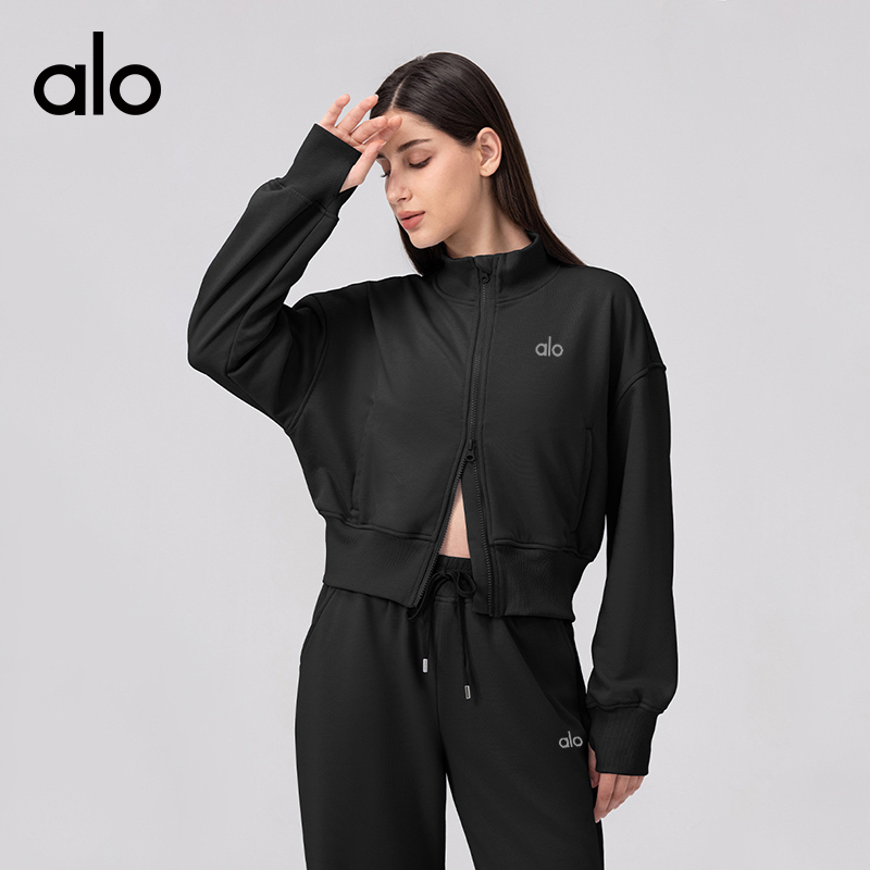 ALO YOGA💰118💎支持一件代发
aloyoga 立领运动外套休闲宽松瑜伽健身拉链开衫上衣
【品牌】ALO 
【款号】WT24321
【面料】棉/涤纶
【颜色】花灰色，黑色，灰蓝色
【尺码】S，M，L，XL，XXL
 专柜同款品质，厂家直销，货源充足，售后保障