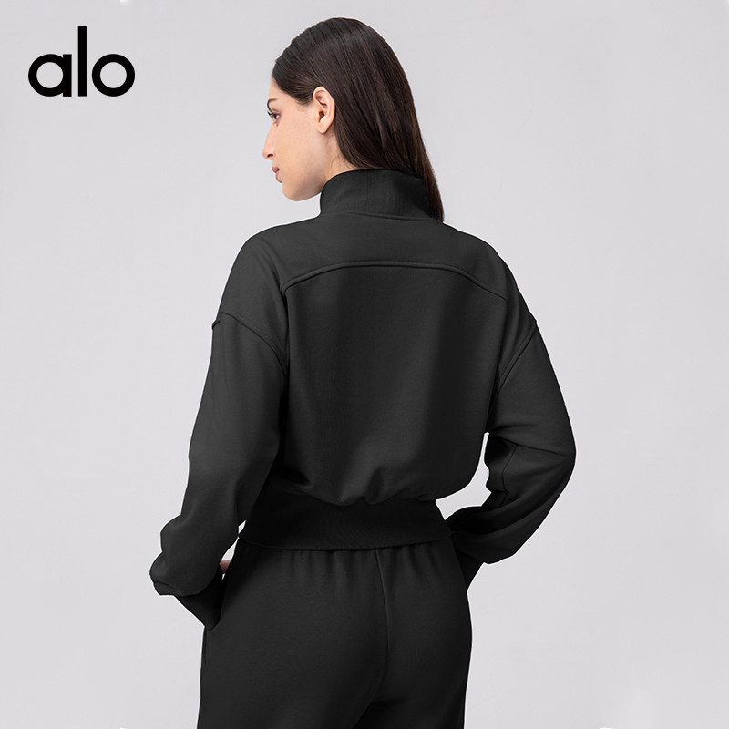 ALO YOGA💰118💎支持一件代发
aloyoga 立领运动外套休闲宽松瑜伽健身拉链开衫上衣
【品牌】ALO 
【款号】WT24321
【面料】棉/涤纶
【颜色】花灰色，黑色，灰蓝色
【尺码】S，M，L，XL，XXL
 专柜同款品质，厂家直销，货源充足，售后保障