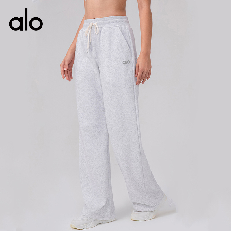 ALO YOGA💰108💎支持一件代发
aloyoga 高腰抽绳阔腿裤宽松休闲瑜伽健身运动长裤
【品牌】ALO 
【款号】CK24322
【面料】棉/涤纶
【颜色】花灰色，黑色，灰蓝色
【尺码】S，M，L，XL，XXL
 专柜同款品质，厂家直销，货源充足，售后保障