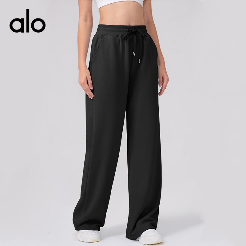 ALO YOGA💰108💎支持一件代发
aloyoga 高腰抽绳阔腿裤宽松休闲瑜伽健身运动长裤
【品牌】ALO 
【款号】CK24322
【面料】棉/涤纶
【颜色】花灰色，黑色，灰蓝色
【尺码】S，M，L，XL，XXL
 专柜同款品质，厂家直销，货源充足，售后保障