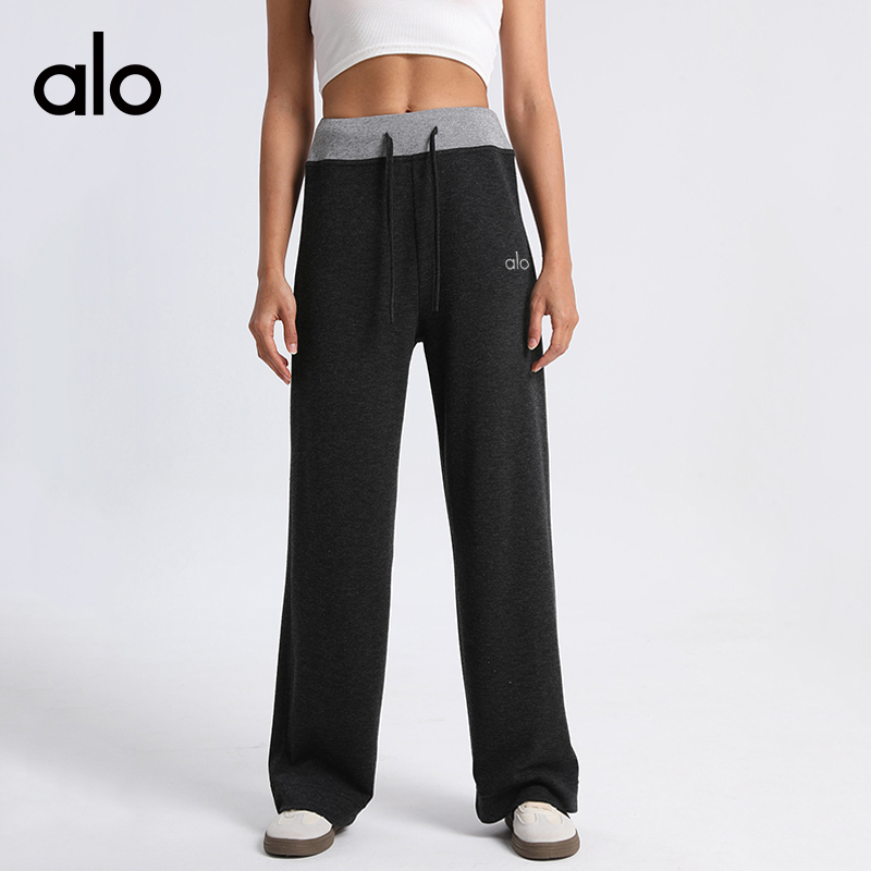 ALO YOGA💰88💎支持一件代发
aloyoga 休闲撞色垂感拖地运动裤外穿高腰显瘦阔腿长裤
【品牌】ALO 
【款号】KZ240805
【面料】聚酯纤维/氨纶/人造丝
【颜色】黑色
【尺码】S，M，L，XL，XXL
 专柜同款品质，厂家直销，货源充足，售后保障