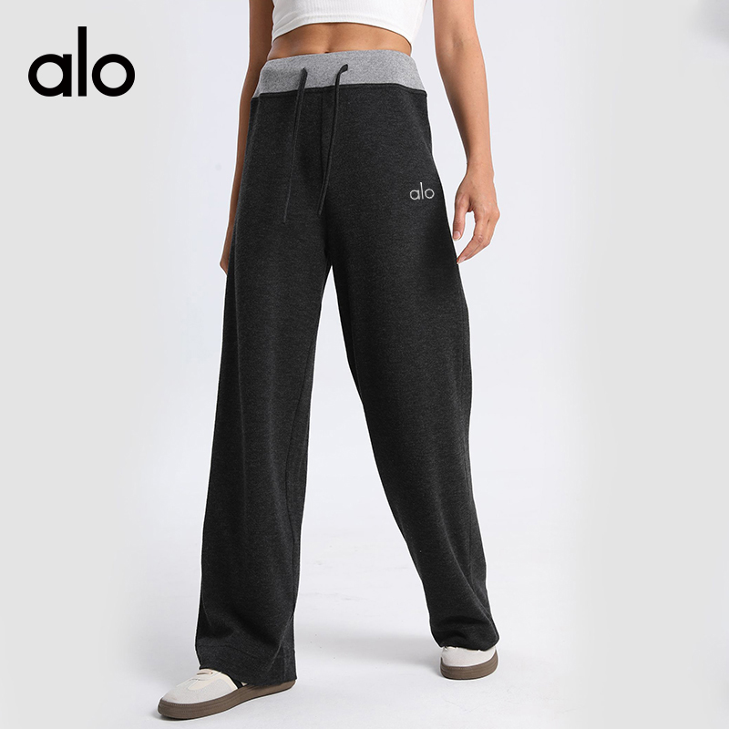 ALO YOGA💰88💎支持一件代发
aloyoga 休闲撞色垂感拖地运动裤外穿高腰显瘦阔腿长裤
【品牌】ALO 
【款号】KZ240805
【面料】聚酯纤维/氨纶/人造丝
【颜色】黑色
【尺码】S，M，L，XL，XXL
 专柜同款品质，厂家直销，货源充足，售后保障