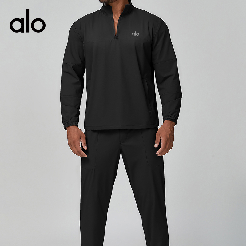 ALO YOGA💰118💎支持一件代发
aloyoga 男士立领运动休闲拉链长袖户外徒步薄款外套
【品牌】ALO 
【款号】ECX1138
【面料】锦纶/氨纶
【颜色】高级黑，深灰色，中杏色，蓝雾色
【尺码】S，M，L，XL，XXL
 专柜同款品质，厂家直销，货源充足，售后保障
