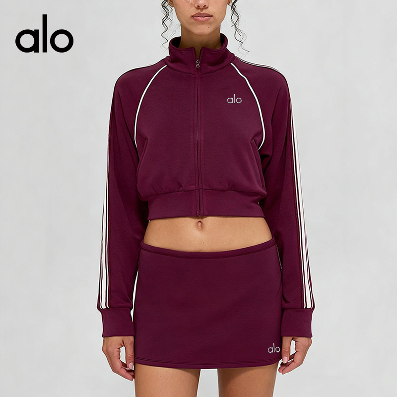 ALO YOGA💰289💎支持一件代发
外套：103
短裙：83
长裤：103
aloyoga 休闲莫代尔透气立领拉链外套短裙运动套装
【品牌】ALO 
【款号】TZ6607
【面料】莫代尔/聚酯纤维/氨纶
【颜色】短裙-暗夜黑，短裙-酒红色，外套-暗夜黑，外套-酒红色，长裤-暗夜黑，长裤-酒红色
【尺码】S，M，L，XL
 专柜同款品质，厂家直销，货源充足，售后保障