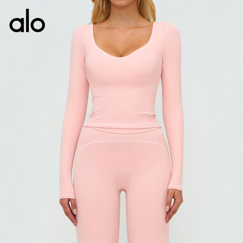 ALO YOGA 💰88💎支持一件代发
aloyoga 休闲撞色磨毛修身T恤户外跑步运动长袖上衣
【品牌】AlO
【款号】ECX7028
【面料】锦纶/氨纶
【颜色】高级黑，樱桃红，柠绿色，徽章蓝，深巧棕，燕麦杏，蜜桃粉
【尺码】S，M，L，XL
 专柜同款品质，厂家直销，货源充足，售后保障