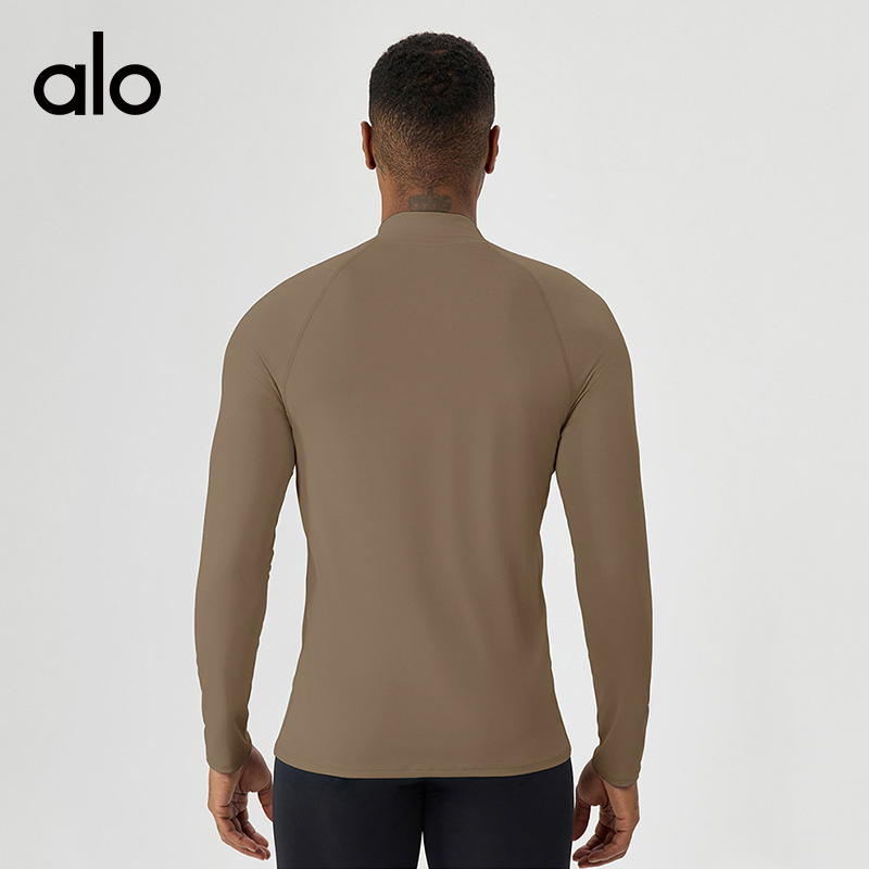 ALO YOGA💰78💎支持一件代发
aloyoga 立领半拉链运动长袖防晒速干修身休闲跑步上衣
【品牌】ALO 
【款号】CX10559
【面料】涤纶/氨纶
【颜色】蓝色，棕色，黄色，军绿色，黑色，白色
【尺码】S，M，L，XL，XXL
 专柜同款品质，厂家直销，货源充足，售后保障