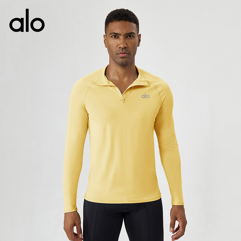 ALO YOGA💰78💎支持一件代发
aloyoga 立领半拉链运动长袖防晒速干修身休闲跑步上衣
【品牌】ALO 
【款号】CX10559
【面料】涤纶/氨纶
【颜色】蓝色，棕色，黄色，军绿色，黑色，白色
【尺码】S，M，L，XL，XXL
 专柜同款品质，厂家直销，货源充足，售后保障