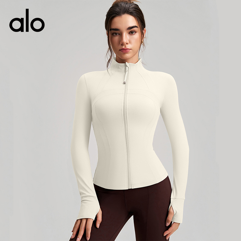 ALO YOGA  💰88💎支持一件代发
aloyoga 裸感运动外套修身显瘦瑜伽上衣长袖立领瑜伽服
【品牌】ALO 
【款号】WT5031
【面料】锦纶/氨纶
【颜色】紫灰色，海军蓝，蒸馏咖啡，象牙白，黑金色，时尚黑
【尺码】S，M，L，XL，2XL
 专柜同款品质，厂家直销，货源充足，售后保障