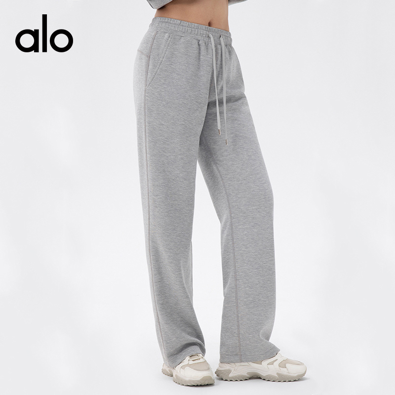 ALO YOGA💰113💎支持一件代发
aloyoga 裸感休闲阔腿瑜伽裤宽松高腰运动健身长裤
【品牌】ALO 
【款号】CK42311
【面料】莫代尔/聚酯纤维/氨纶
【颜色】焦糖色，浅花灰，蓝灰色，黑色
【尺码】S，M，L，XL
专柜同款品质，厂家直销，货源充足，售后保障