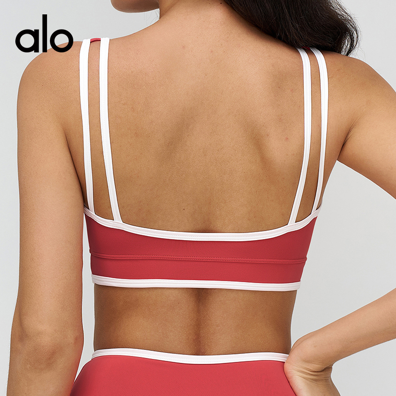 ALO YOGA💰78💎支持一件代发
aloyoga 裸感瑜伽文胸撞色高级感内衣跑步健身运动内衣
【品牌】ALO 
【款号】EWX9528-1
【面料】锦纶/氨纶
【颜色】高级黑，徽章蓝，树莓红，樱花粉
【尺码】S，M，L，XL
专柜同款品质，厂家直销，货源充足，售后保障