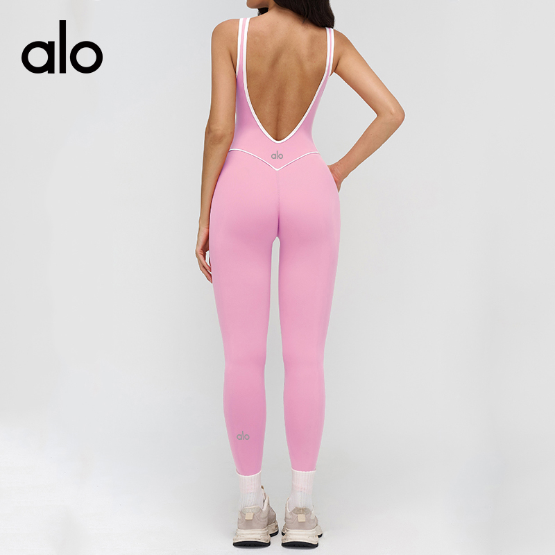 ALO YOGA💰98💎支持一件代发
aloyoga 裸感瑜伽连体衣撞色美背健身服跑步运动连体服
【品牌】ALO 
【款号】ELT9528
【面料】锦纶/氨纶
【颜色】高级黑，徽章蓝，树莓红，樱花粉
【尺码】S，M，L，XL
专柜同款品质，厂家直销，货源充足，售后保障