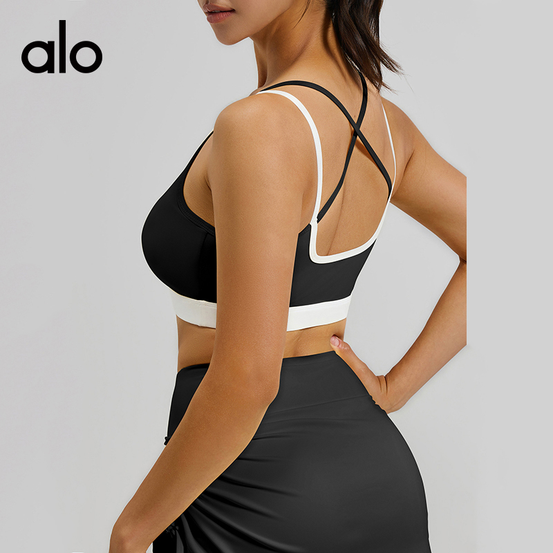 ALOYOGA 💰78💎支持一件代发
aloyoga 撞色交叉美背运动文胸高强度固定杯瑜伽背心
【品牌】AlO
【款号】JYMN190
【面料】聚酯纤维/氨纶
【颜色】昌荣紫，阳光黄，星耀黑
【尺码】S，M，L，XL，2XL
 专柜同款品质，厂家直销，货源充足，售后保障