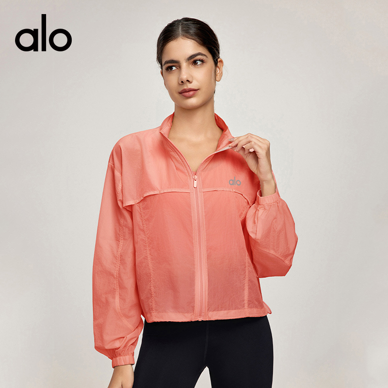 ALOYOGA 💰93💎支持一件代发
aloyoga 夏季立领抽绳长袖户外轻薄宽松透气运动外套
【品牌】AlO
【款号】DWN115117
【面料】聚酯纤维/锦纶
【颜色】丁香紫，淘气粉，暮云粉，米杏色
【尺码】S，M，L，XL
 专柜同款品质，厂家直销，货源充足，售后保障