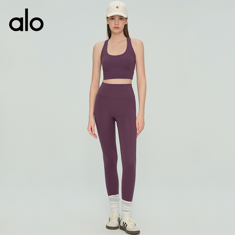 Alo Airlift leggings yoga navy and brown