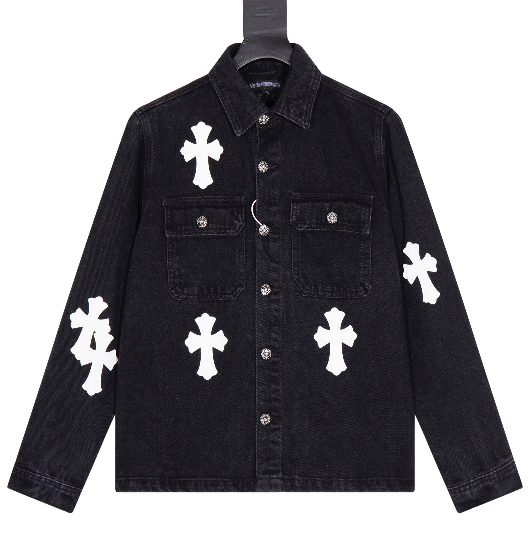 Chrome Hearts Clothing Coats & Jackets Black White Embroidery Unisex Denim